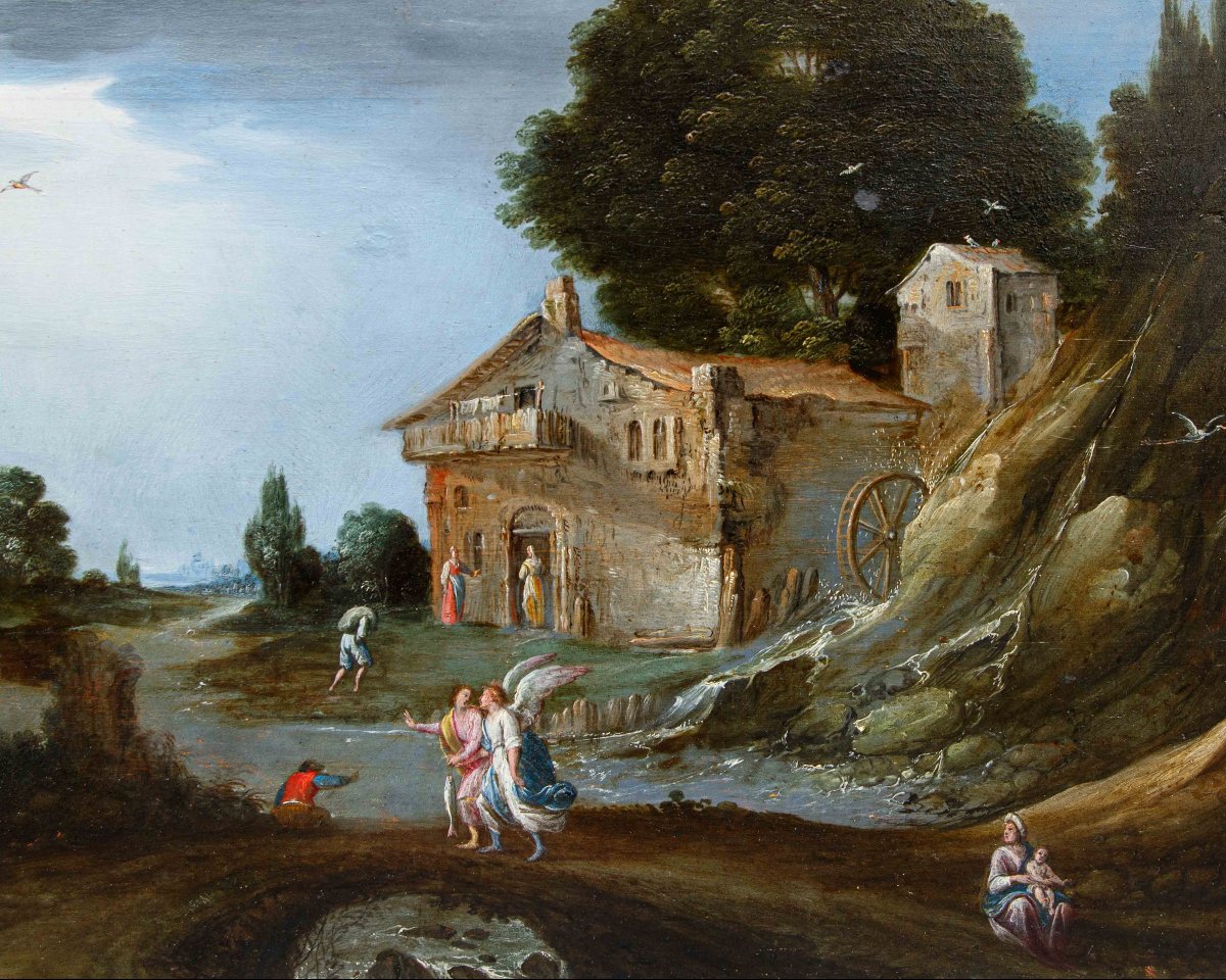 Carlo Antonio Procaccini (Bologne, 1571 - Milan ? post 1628), Tobiolo et l’ange dans un paysage-photo-1