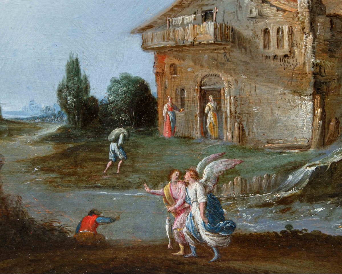 Carlo Antonio Procaccini (Bologne, 1571 - Milan ? post 1628), Tobiolo et l’ange dans un paysage-photo-6