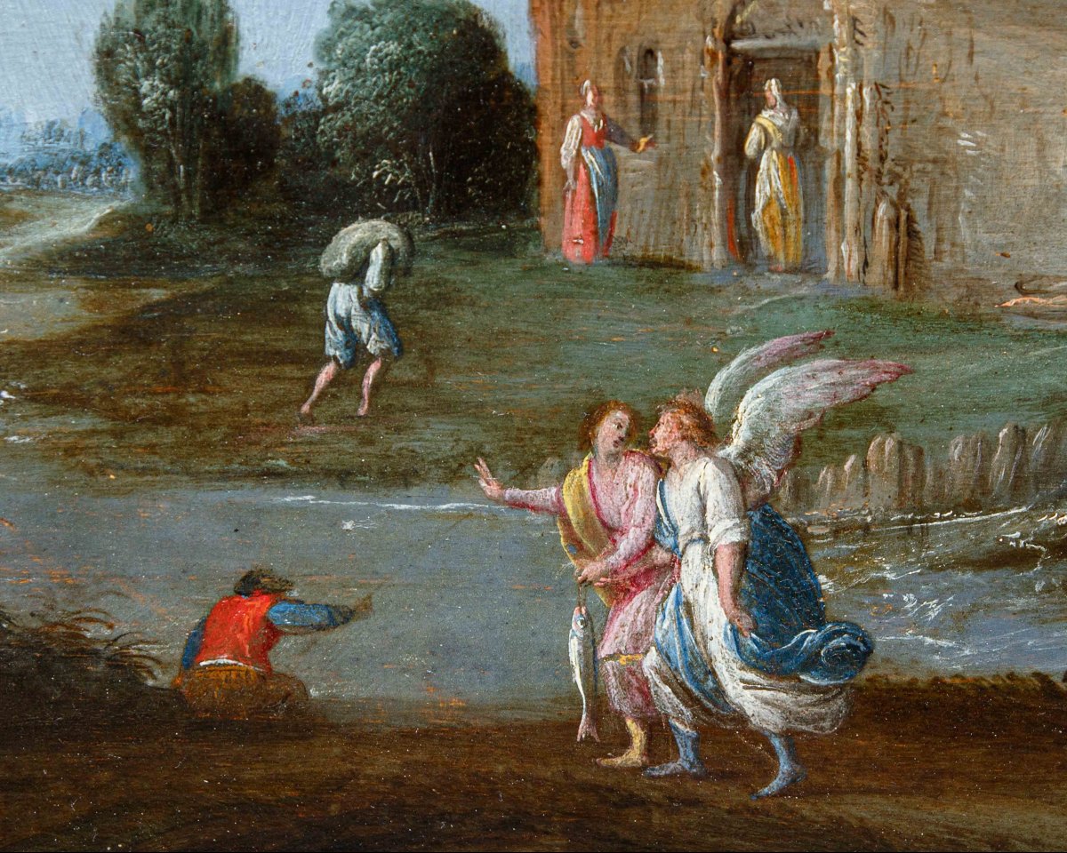 Carlo Antonio Procaccini (Bologne, 1571 - Milan ? post 1628), Tobiolo et l’ange dans un paysage-photo-7