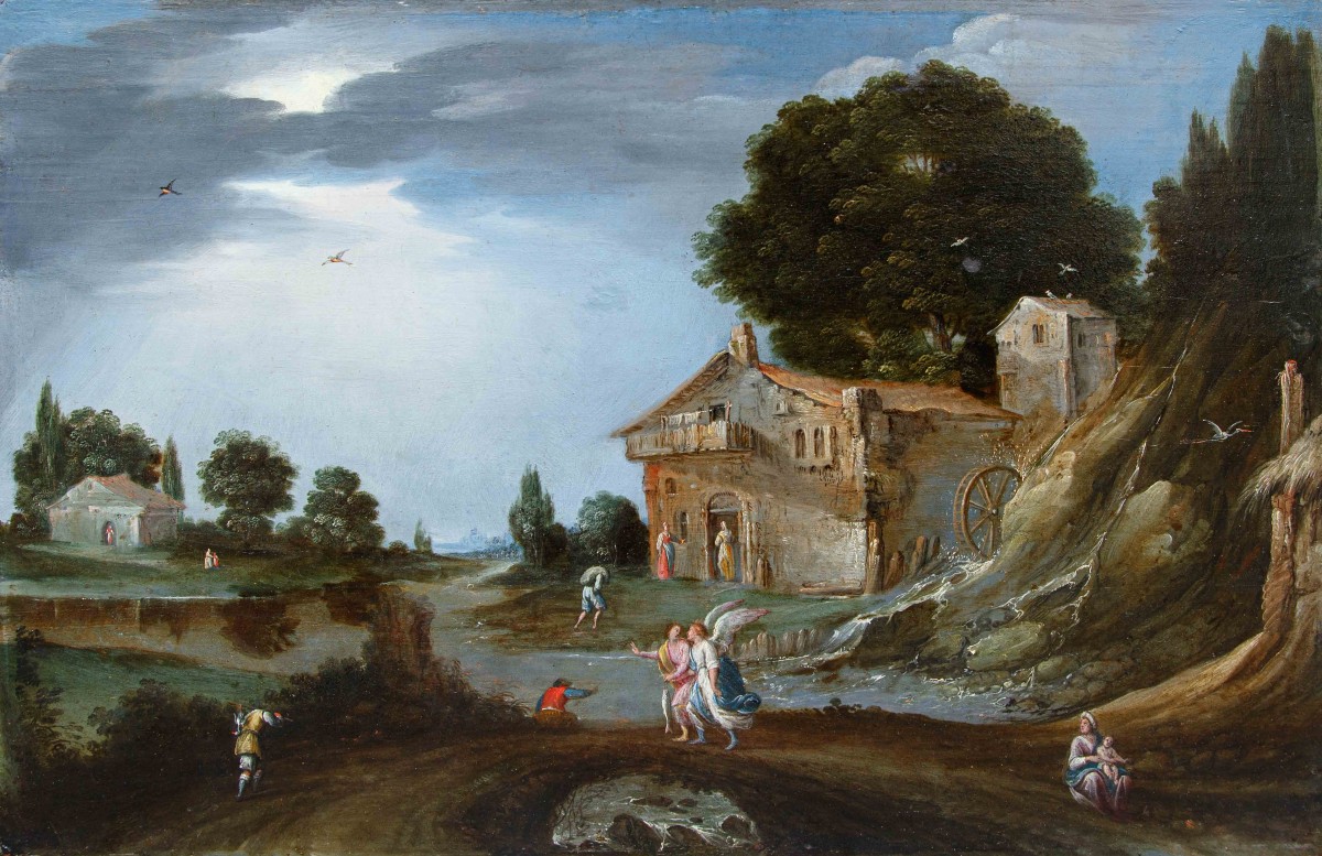 Carlo Antonio Procaccini (Bologne, 1571 - Milan ? post 1628), Tobiolo et l’ange dans un paysage