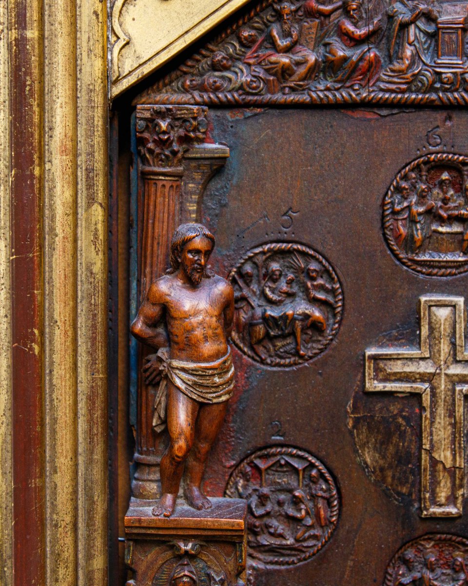 XIXe siècle, Panneau de dévotion avec des scènes religieuses-photo-1