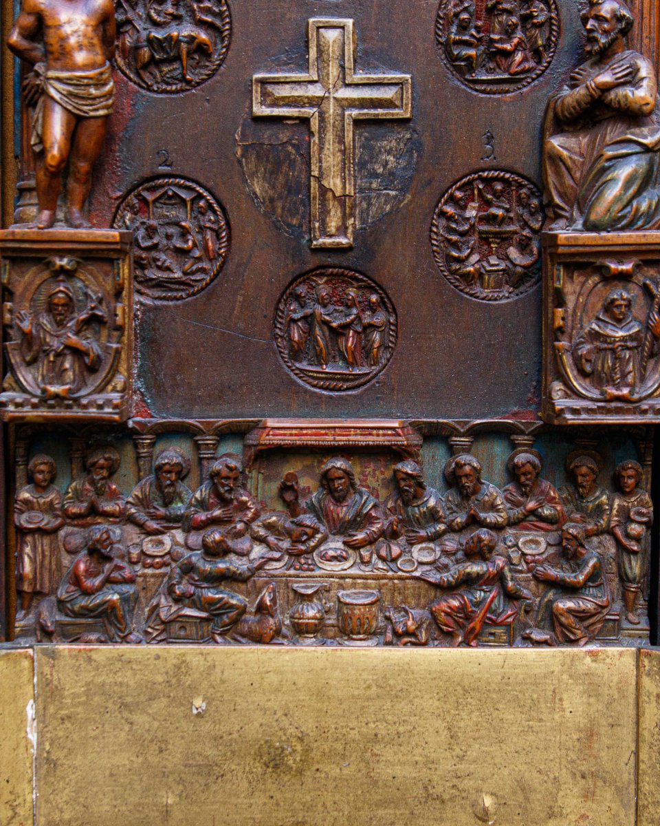 XIXe siècle, Panneau de dévotion avec des scènes religieuses-photo-4