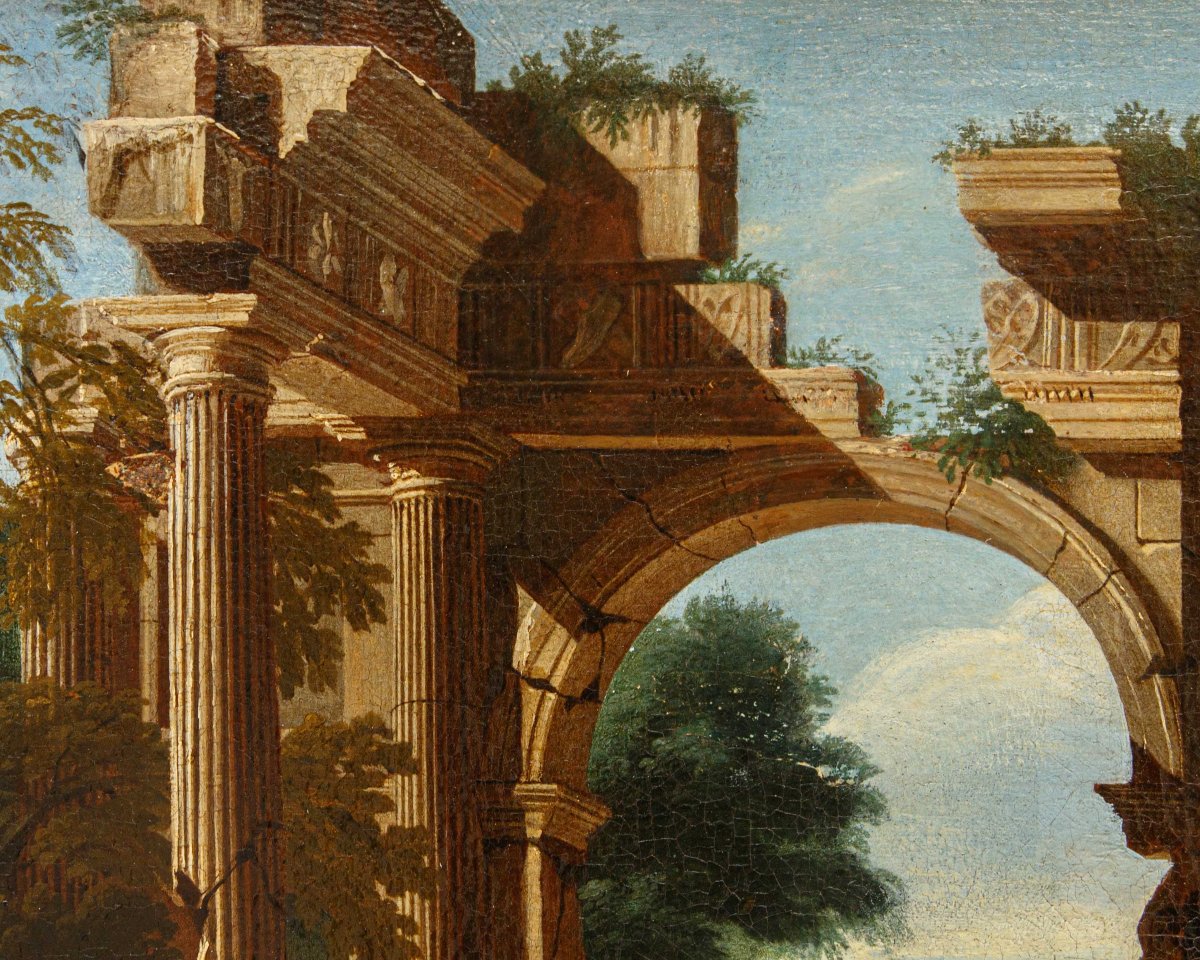 17th-century Roman School, Capriccio With Ancient Ruins-photo-2