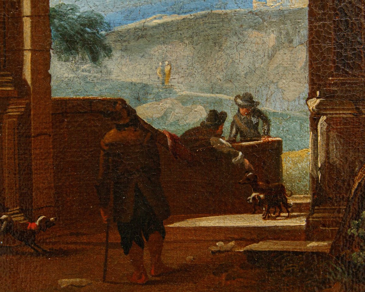 17th-century Roman School, Capriccio With Ancient Ruins-photo-5