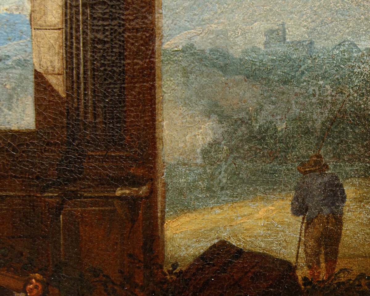 17th-century Roman School, Capriccio With Ancient Ruins-photo-6