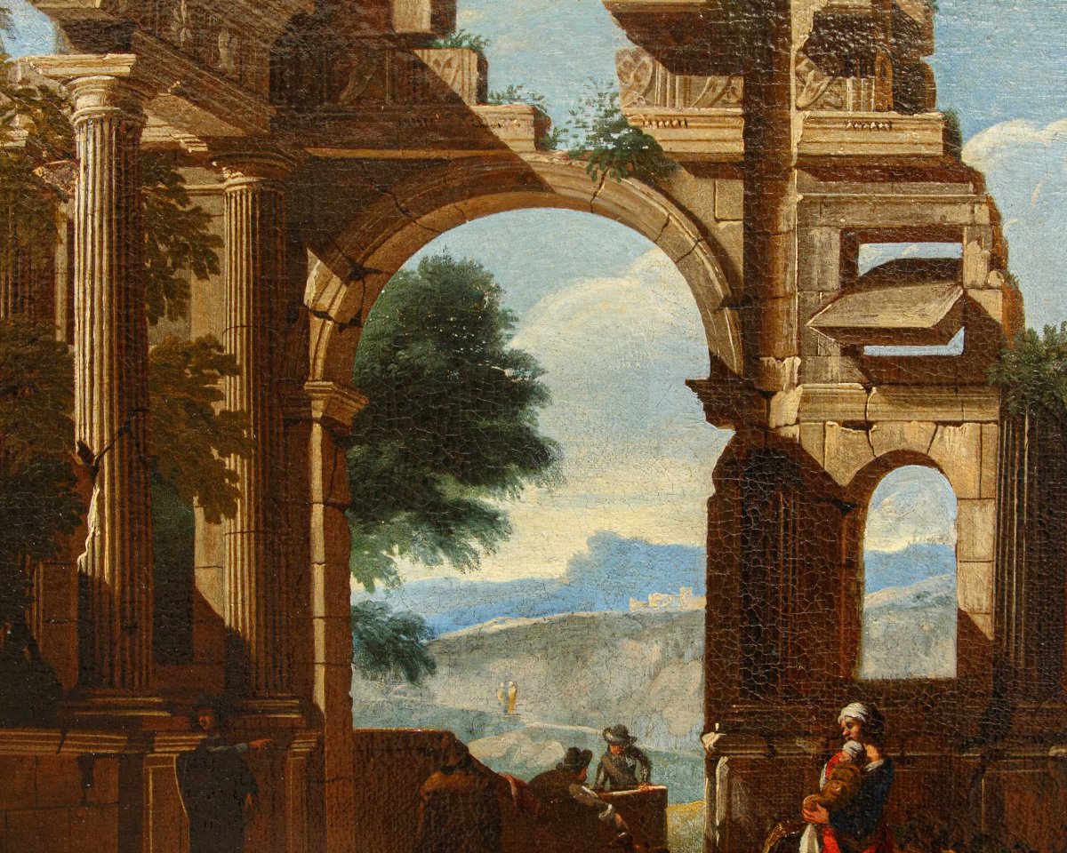 17th-century Roman School, Capriccio With Ancient Ruins-photo-7