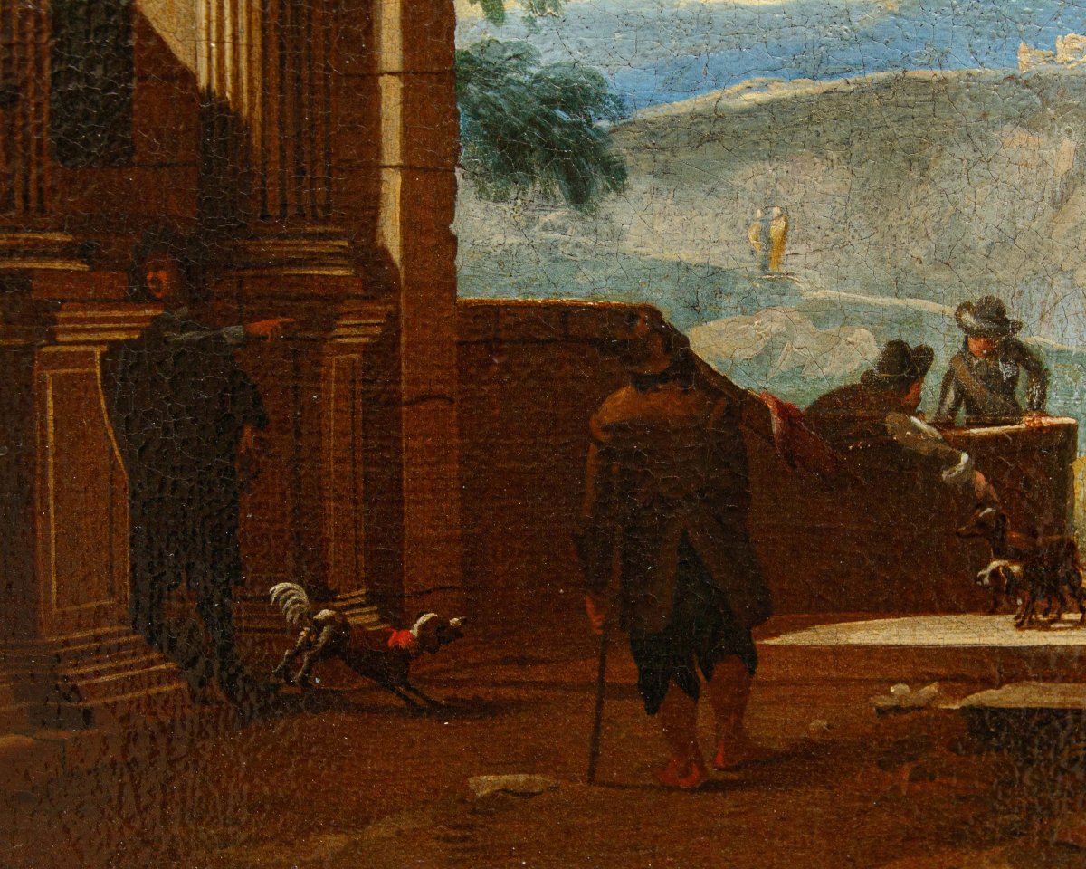 17th-century Roman School, Capriccio With Ancient Ruins-photo-8