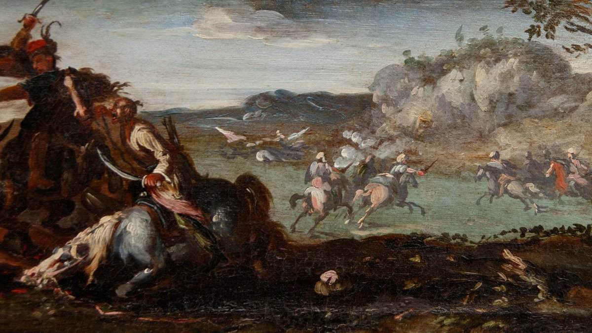 Jacques Courtois dit le Borgognone (Saint-Hyppolite, 1621 - Rome, 1676), Batailles avec les Tur-photo-1