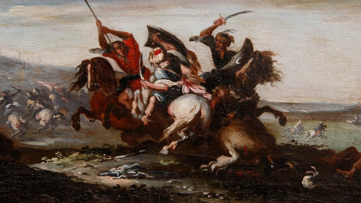 Jacques Courtois dit le Borgognone (Saint-Hyppolite, 1621 - Rome, 1676), Batailles avec les Tur-photo-3
