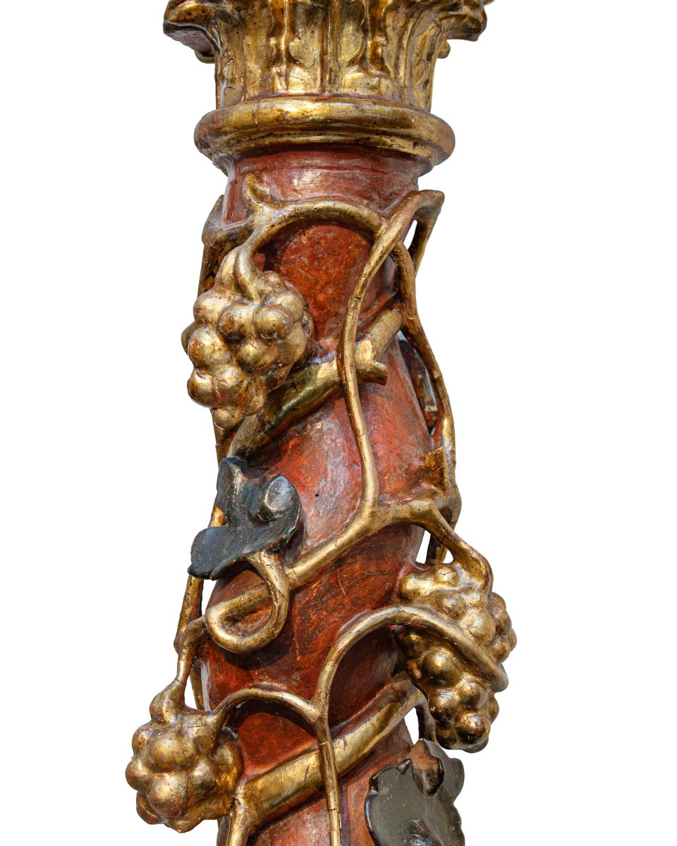 17th Century, Twisted Columns With Grapes And Leaves-photo-3