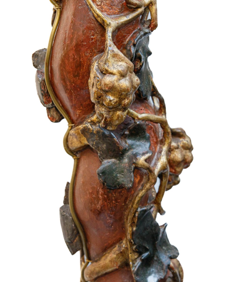 17th Century, Twisted Columns With Grapes And Leaves-photo-3