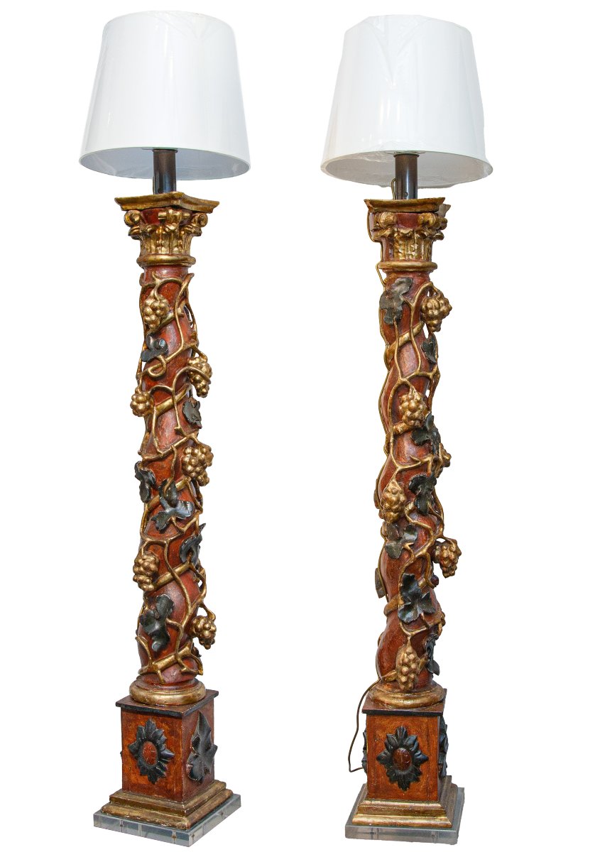 17th Century, Twisted Columns With Grapes And Leaves