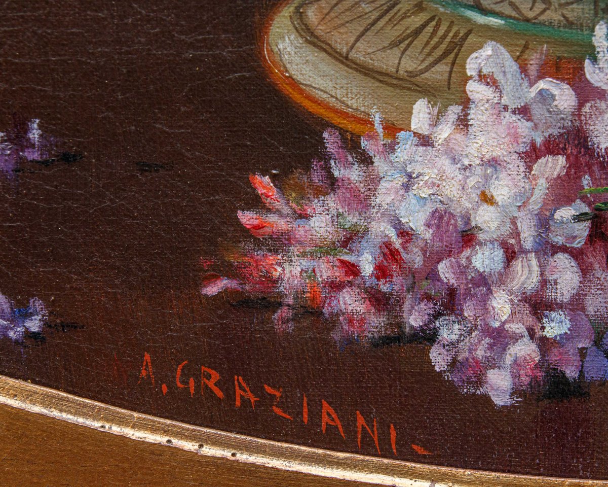 Alfio Paolo Graziani (roncoferraro (mn), 1900 – Gavirate (va), 1981), Vase Of Hydrangeas-photo-4