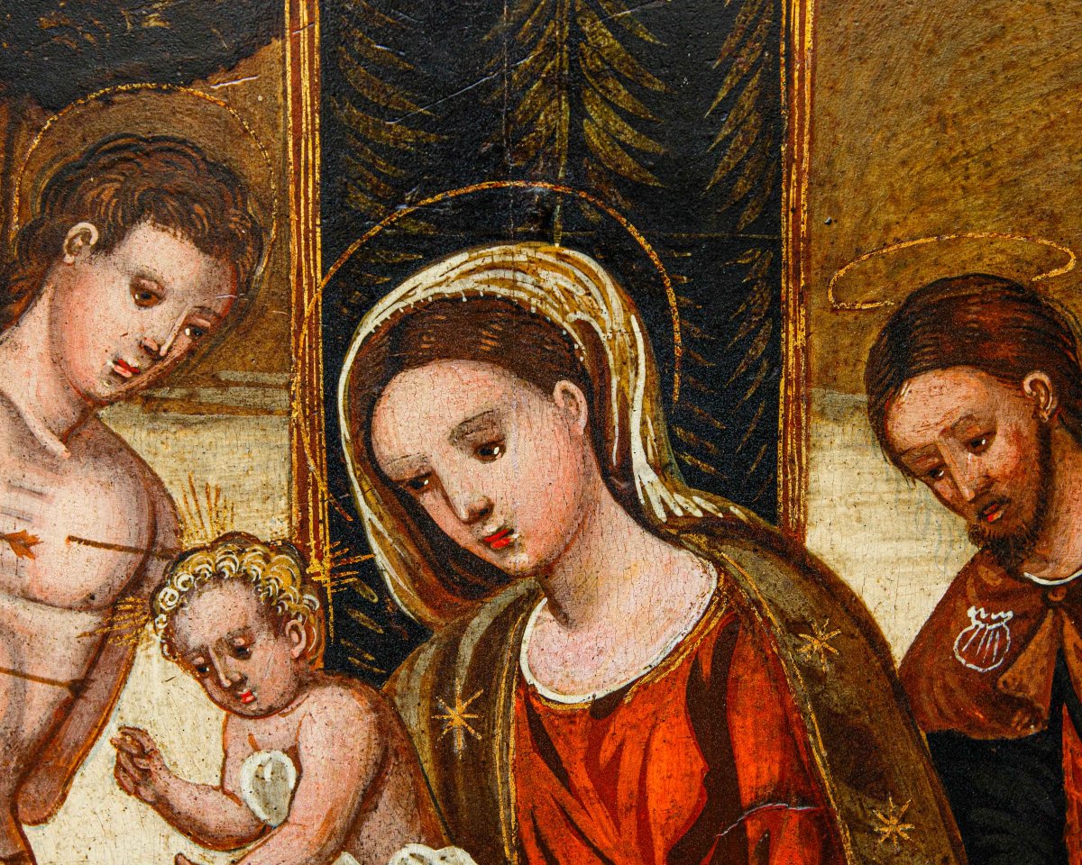 Peintre du bas-adriatique, XVIe siècle, La Vierge avec l’Enfant et les Saints Roch et Sébastien-photo-3