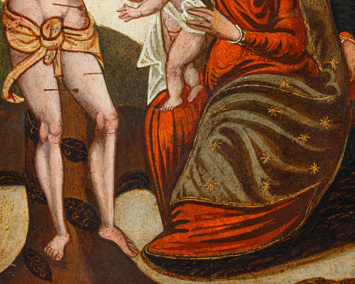 Peintre du bas-adriatique, XVIe siècle, La Vierge avec l’Enfant et les Saints Roch et Sébastien-photo-6
