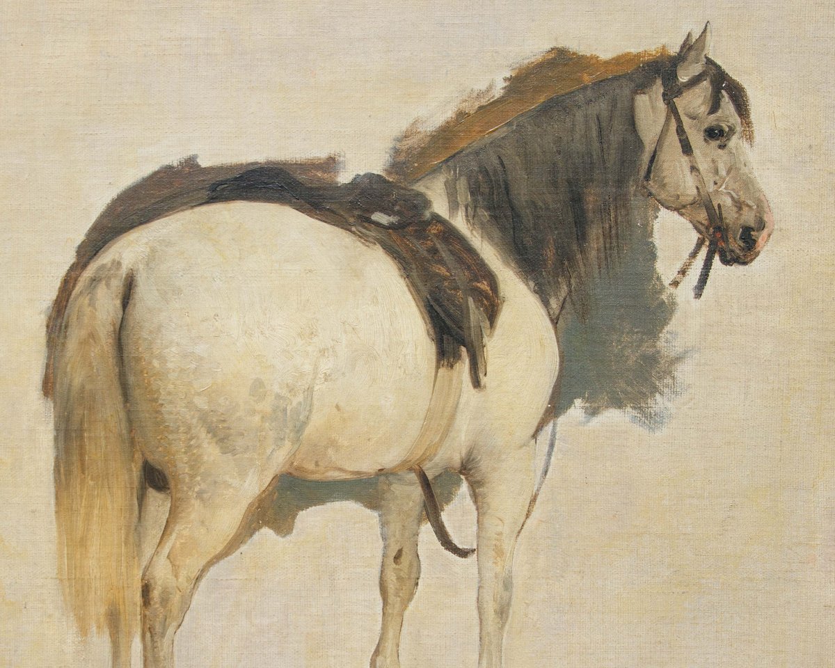 Gerolamo Induno (Milan 1825 - 1890), Cheval-photo-4