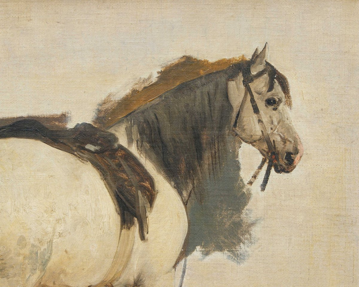 Gerolamo Induno (Milan 1825 - 1890), Cheval-photo-3