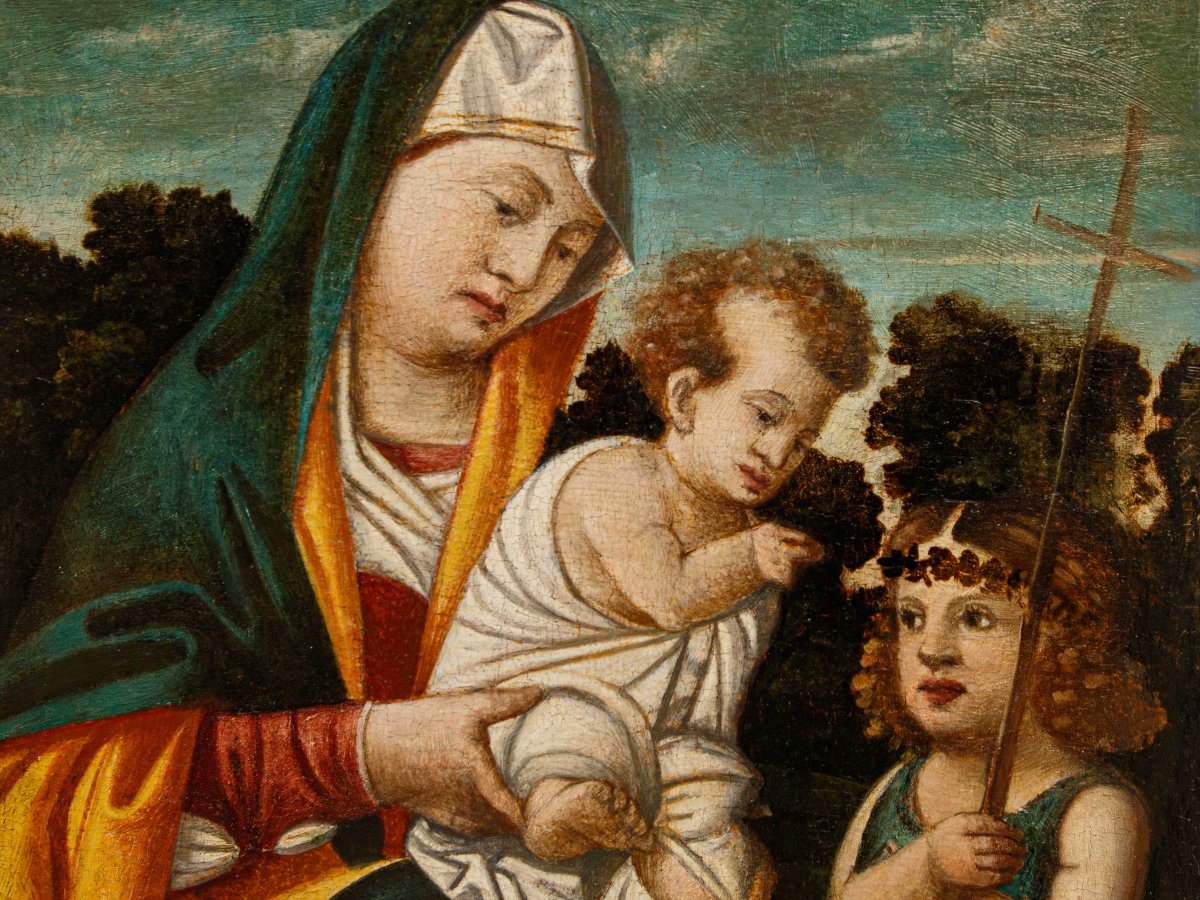 Rizzo Da Santacroce, atelier de,  Vierge à l’Enfant et Saint Jean-photo-2