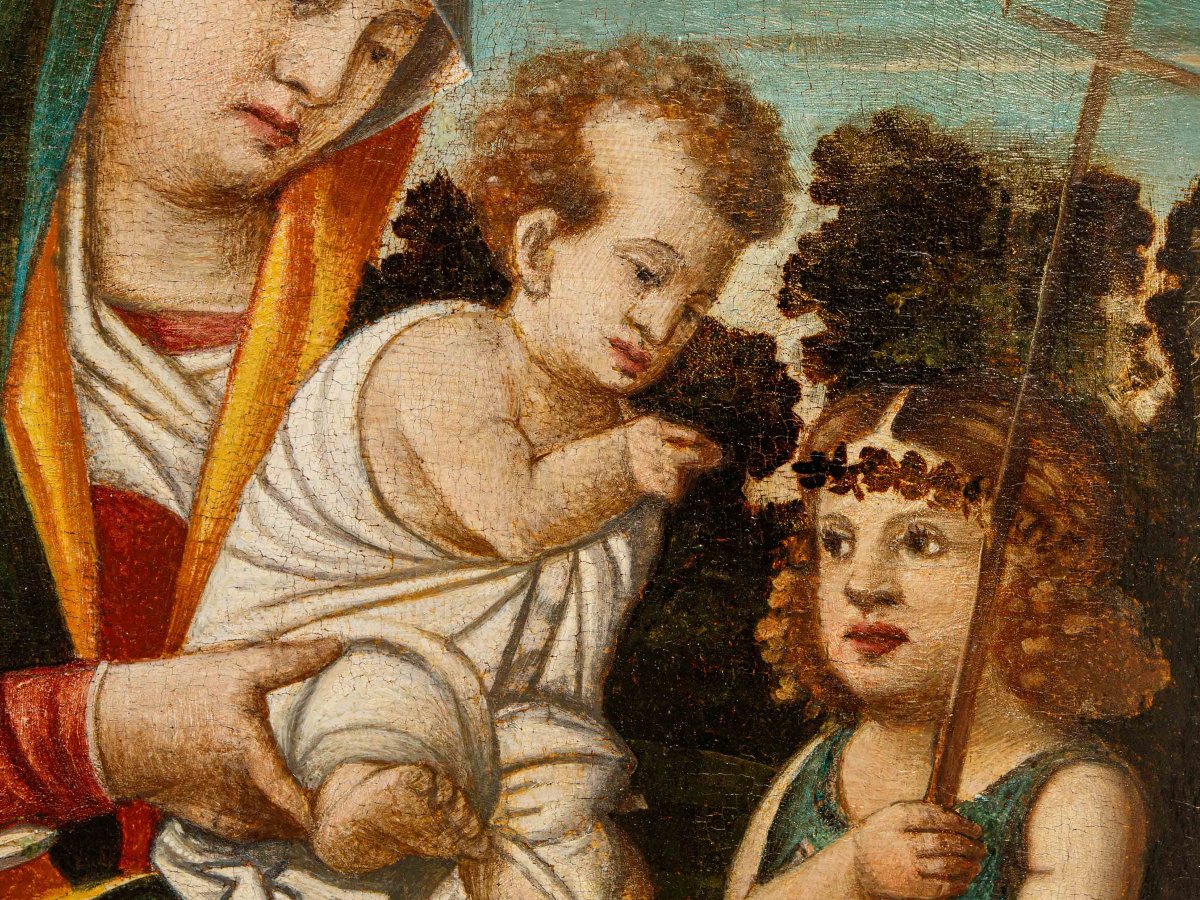 Rizzo Da Santacroce, atelier de,  Vierge à l’Enfant et Saint Jean-photo-3