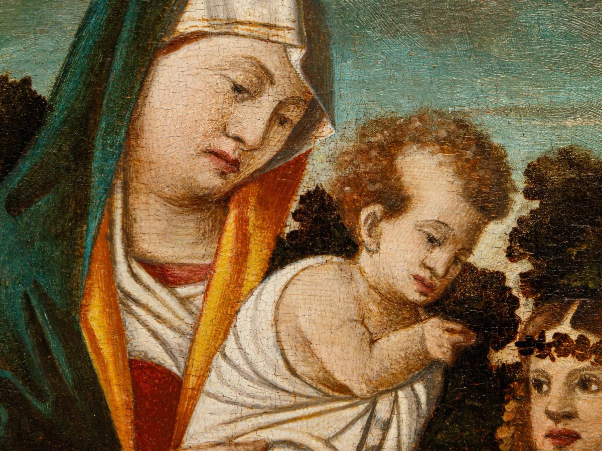 Rizzo Da Santacroce, atelier de,  Vierge à l’Enfant et Saint Jean-photo-5