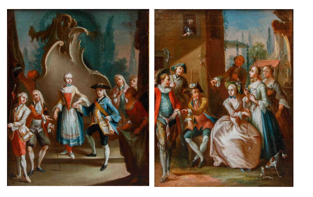 Antonio Zucchi (Venise, 1726 - 1795), Couple de scènes galantes-photo-2