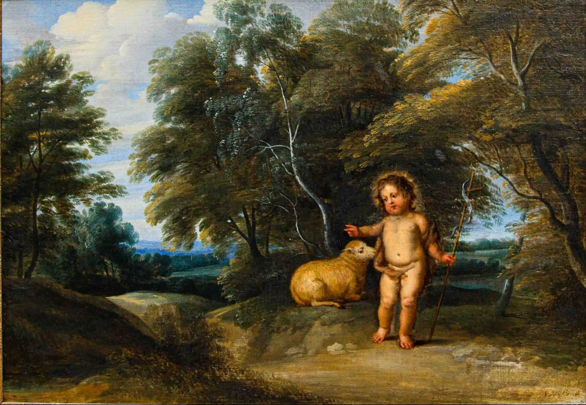 Pieter Van Avont (mechelen, 1600 – Deurne, 1652), Landscape With Saint John The Baptist And The Lamb-photo-2