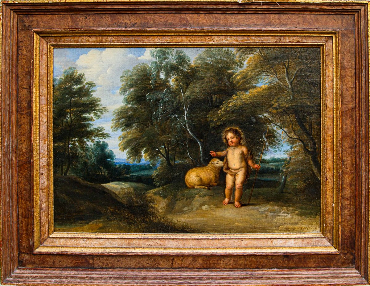 Pieter Van Avont (mechelen, 1600 – Deurne, 1652), Landscape With Saint John The Baptist And The Lamb