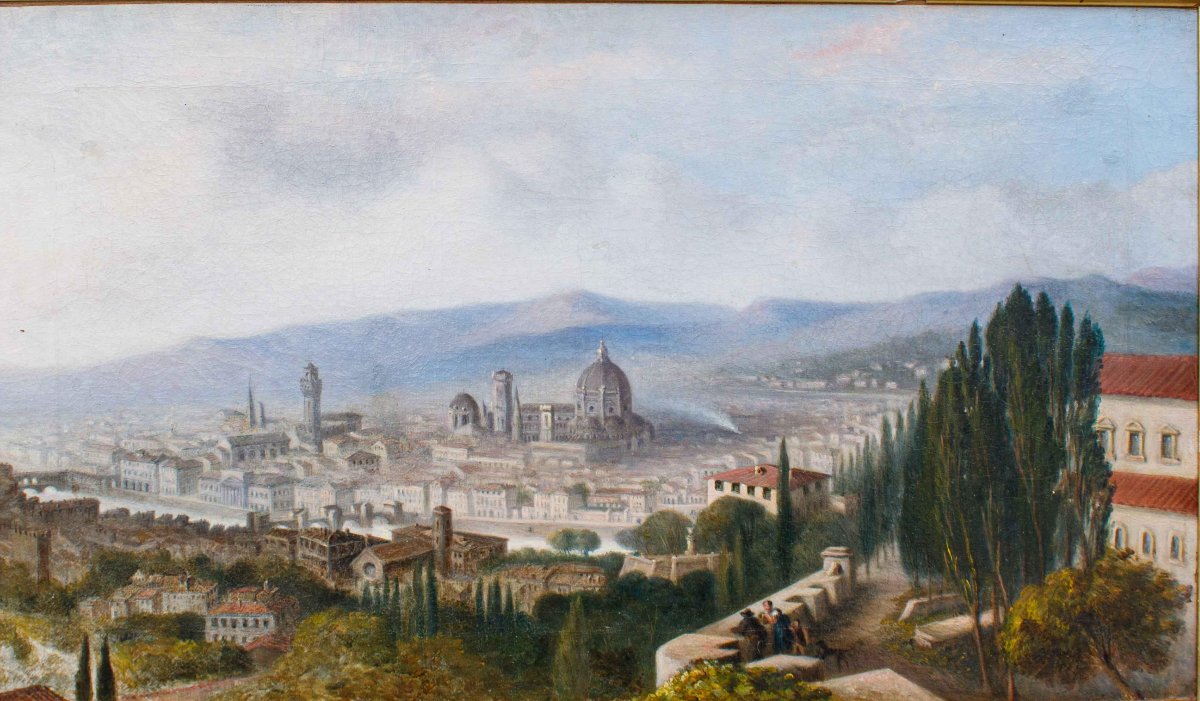 École italienne, XIXe siècle, Vue de Florence-photo-2