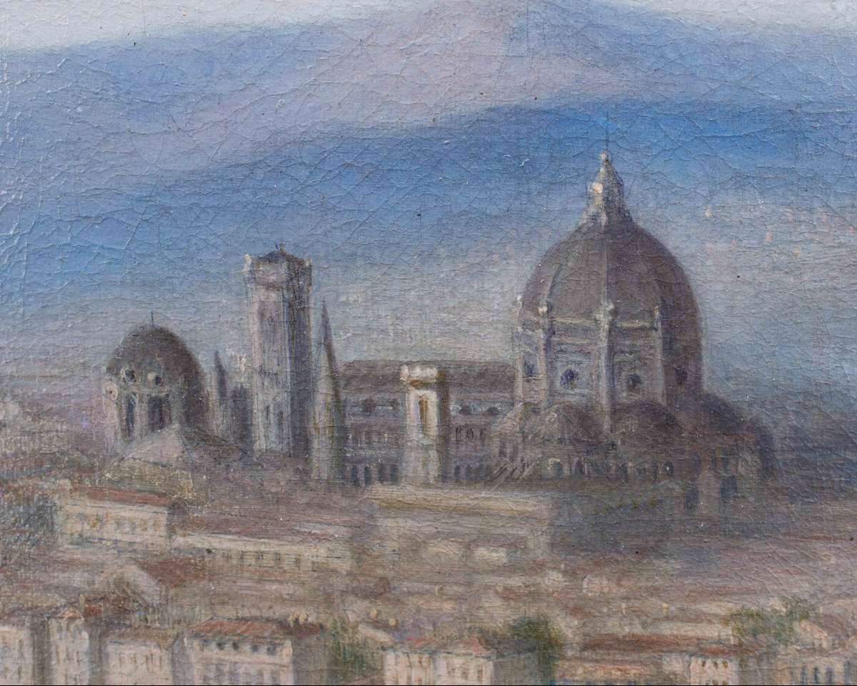 École italienne, XIXe siècle, Vue de Florence-photo-4