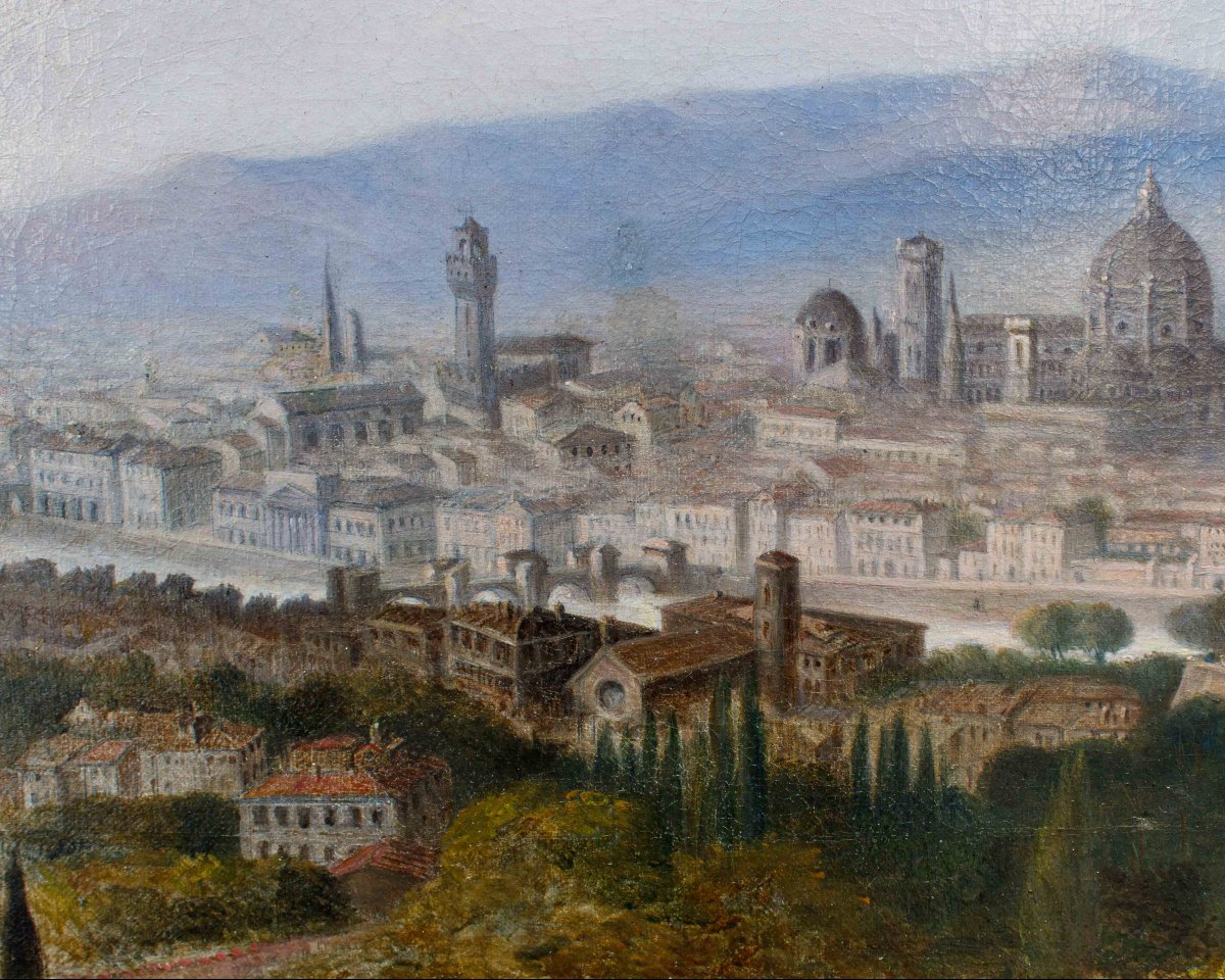 École italienne, XIXe siècle, Vue de Florence-photo-1