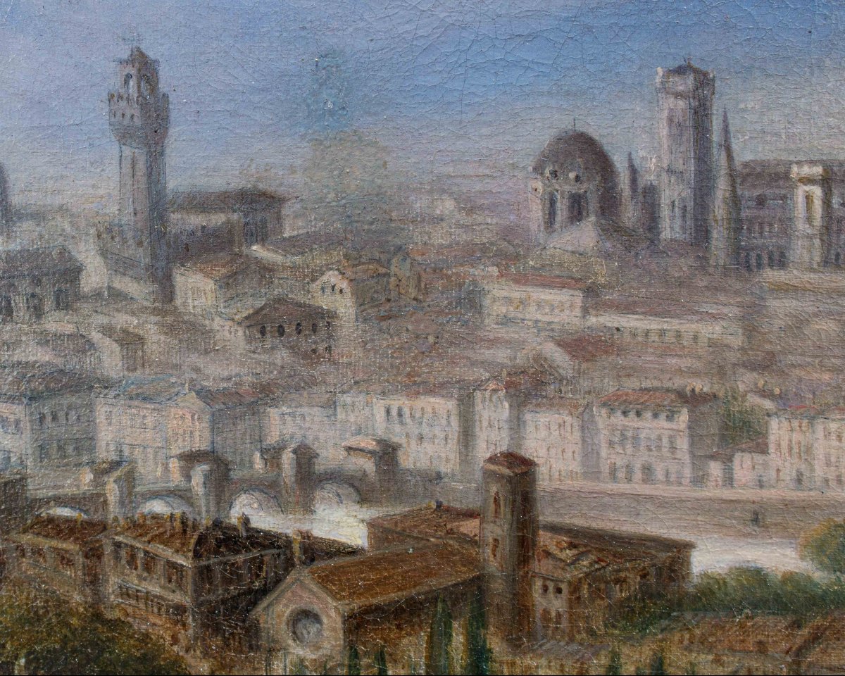 École italienne, XIXe siècle, Vue de Florence-photo-2