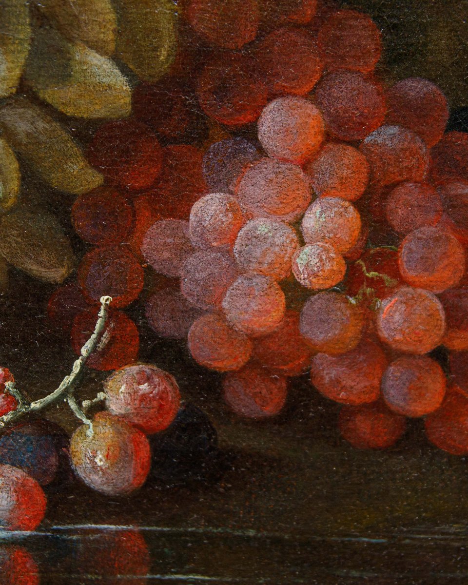 Maximilian Pfeiler (active Ca. 1683–1721), Still Life With White And Black Grapes-photo-3