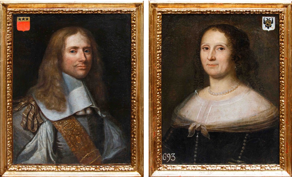 Disciple de Philippe de Champaigne (Bruxelles, 1602 - Paris, 1674), Paire de portraits