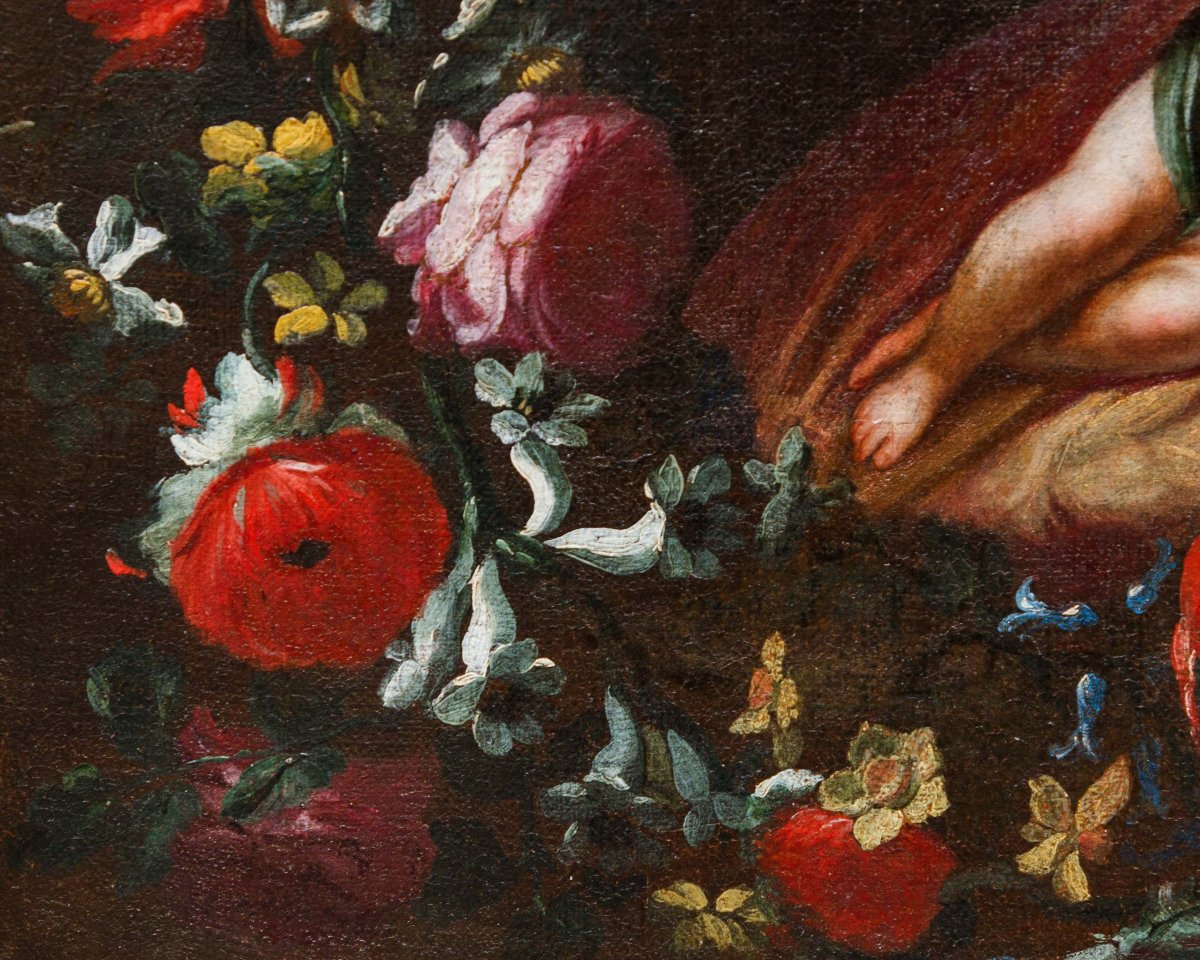 Pier Francesco Cittadini (1616–1681), Attributed To, Garland With The Sleeping Jesus-photo-1