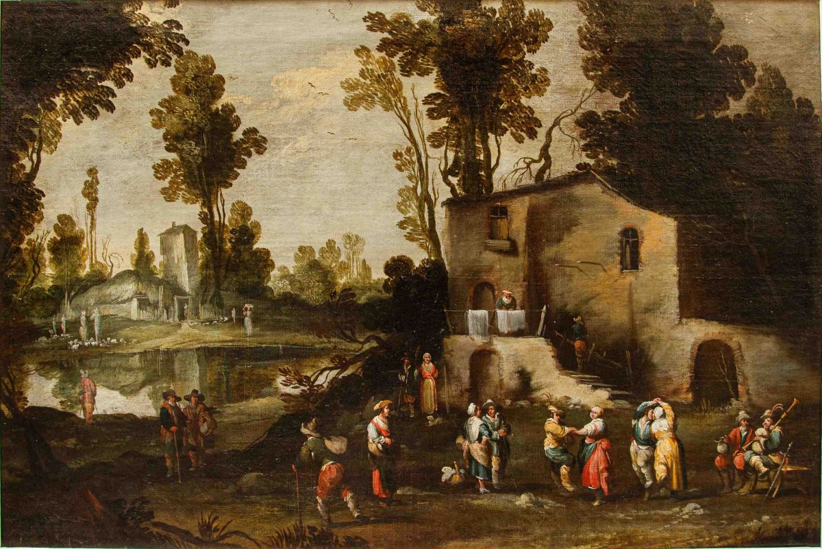 Master Of The Ligurian School, Landscape With Figures-photo-2