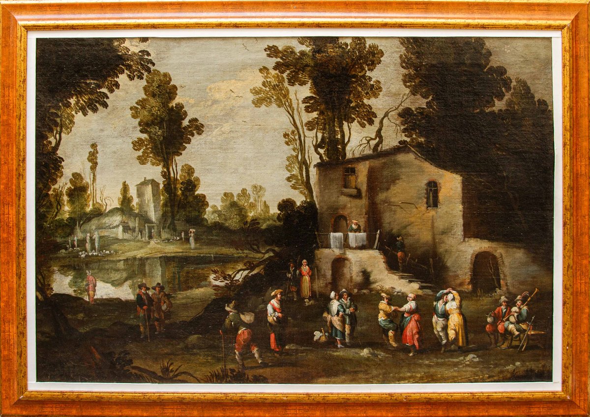 Master Of The Ligurian School, Landscape With Figures