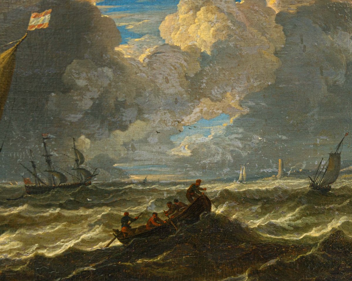 Pieter Mulier le Jeune (Haarlem, 1637 - Milan, 1701), Navires dans une mer en tempête-photo-4