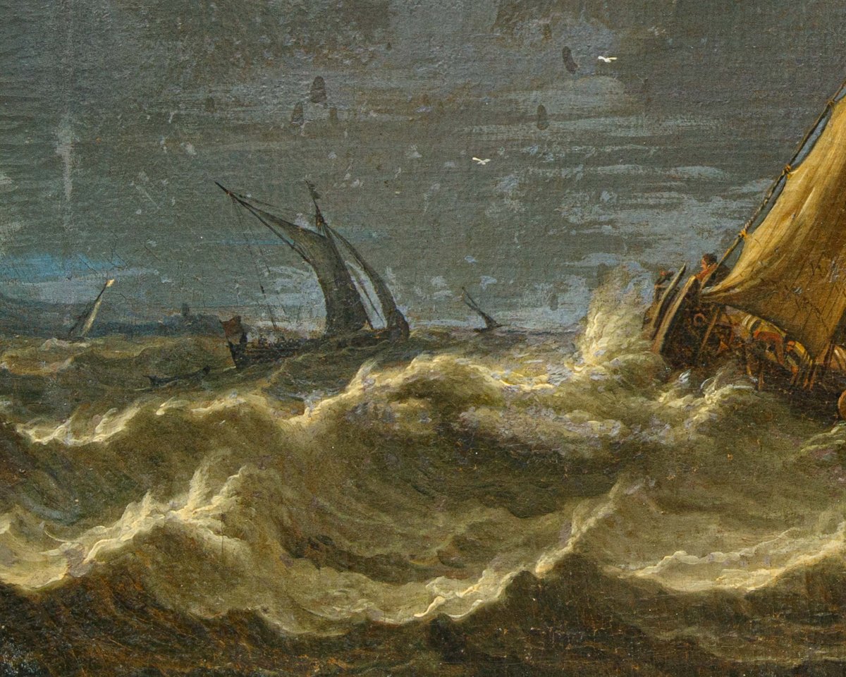 Pieter Mulier le Jeune (Haarlem, 1637 - Milan, 1701), Navires dans une mer en tempête-photo-1