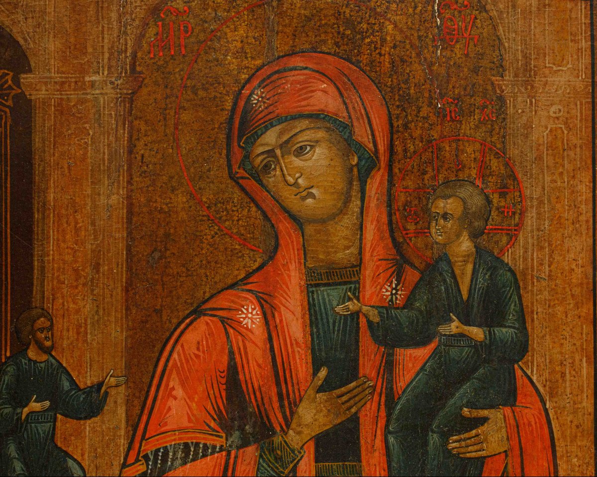 Russia, 19th Century, Icon; Madonna And Child With The Patron-photo-4