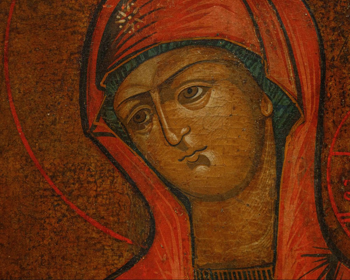 Russia, 19th Century, Icon; Madonna And Child With The Patron-photo-2