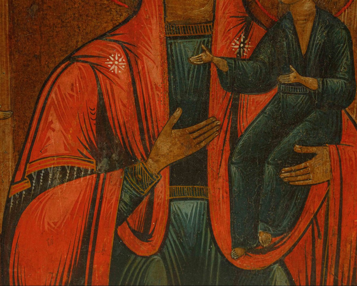 Russia, 19th Century, Icon; Madonna And Child With The Patron-photo-3