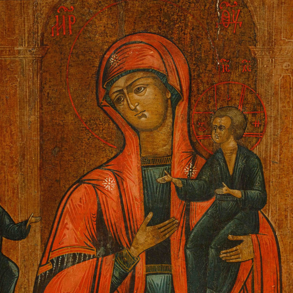 Russia, 19th Century, Icon; Madonna And Child With The Patron-photo-5