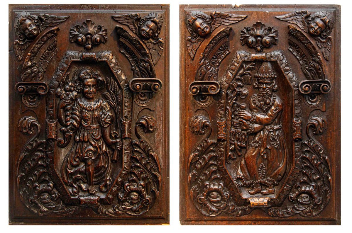 Flanders, 17th Century, Door Panels Depicting Allegories Of Summer And Winter