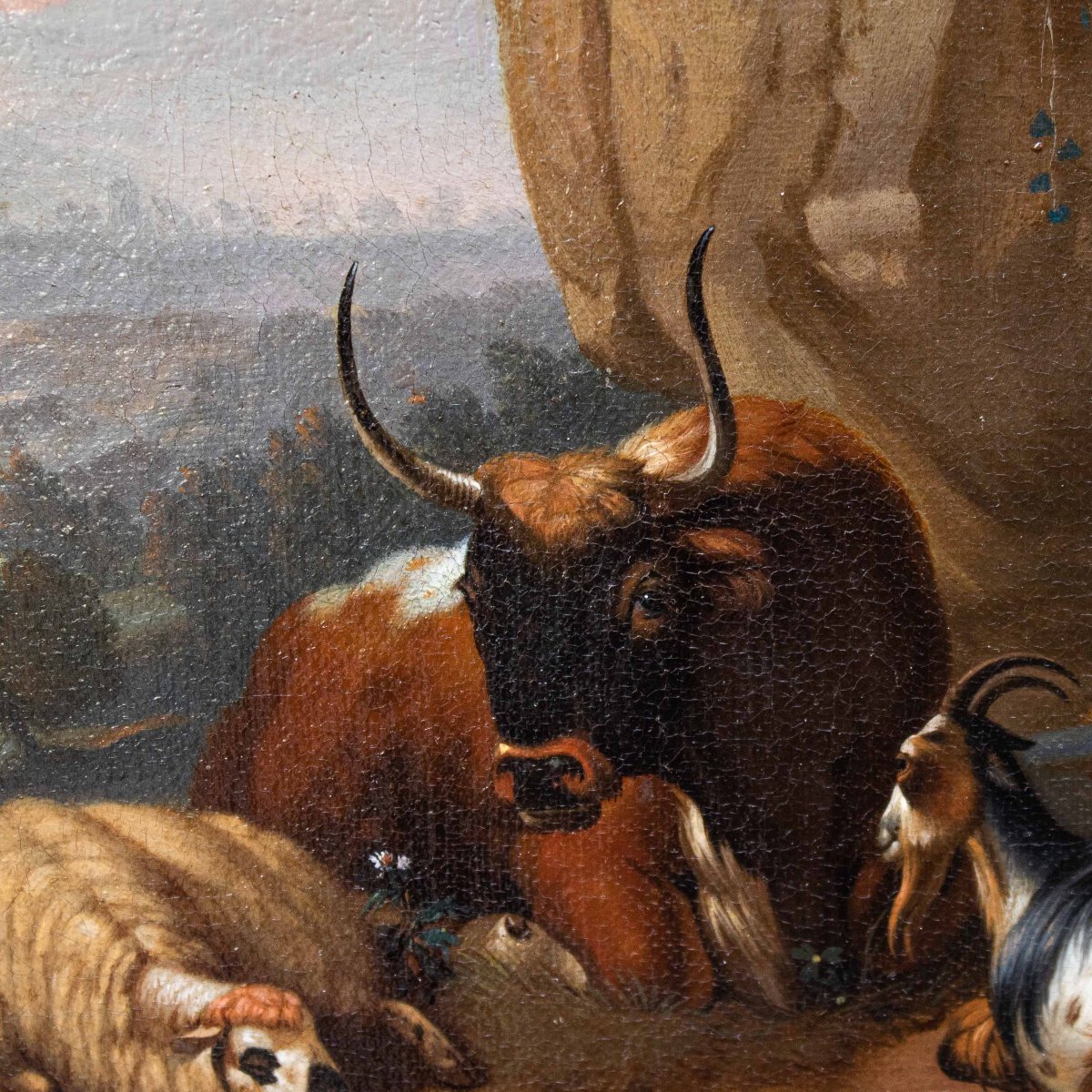 Cercle de Nicolaes Berchem (1620, Haarlem - 1683, Amsterdam), Scène avec des animaux-photo-5