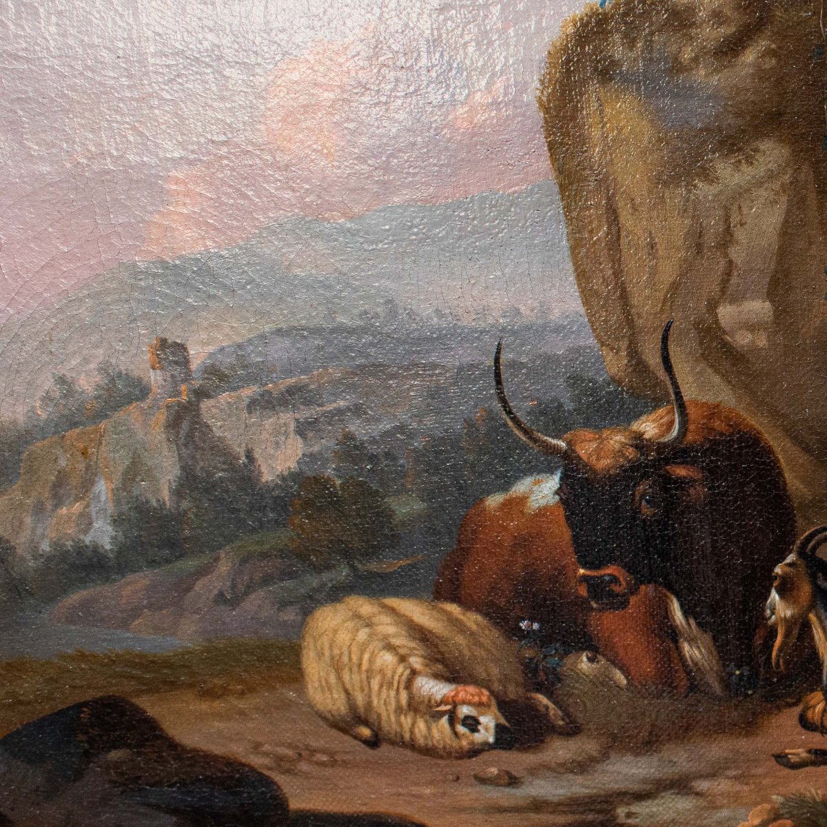 Cercle de Nicolaes Berchem (1620, Haarlem - 1683, Amsterdam), Scène avec des animaux-photo-7