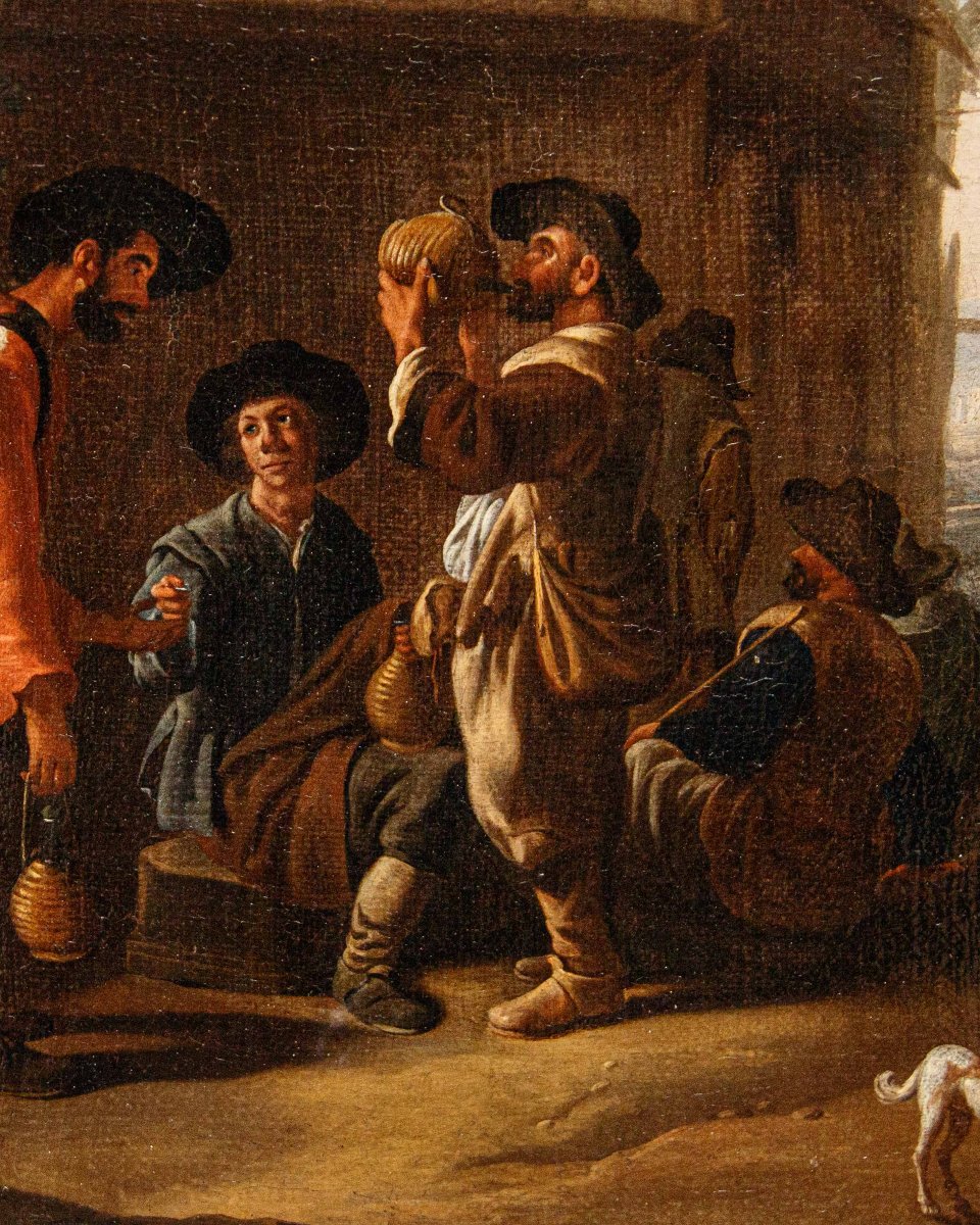 Johannes Lingelbach, parfois appelé Jan (1622 - 1674), Scène avec des buveurs-photo-5