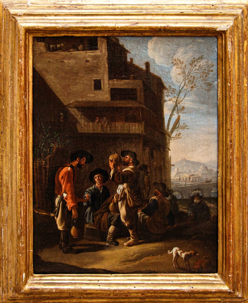 Johannes Lingelbach, parfois appelé Jan (1622 - 1674), Scène avec des buveurs