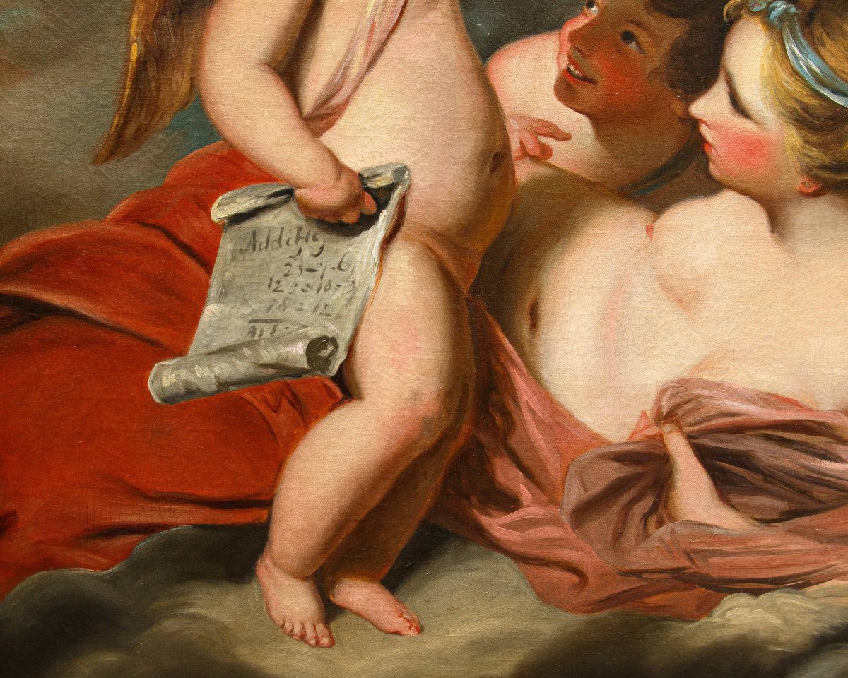 Joshua Reynolds (Plympton, 1723 - Londres, 1792), Disciple de, L’éducation de Cupidon-photo-4