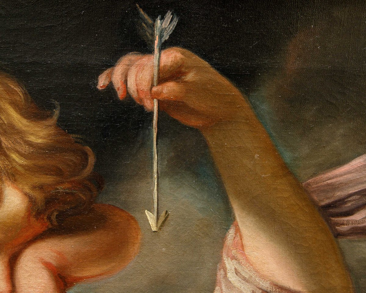 Joshua Reynolds (Plympton, 1723 - Londres, 1792), Disciple de, L’éducation de Cupidon-photo-1