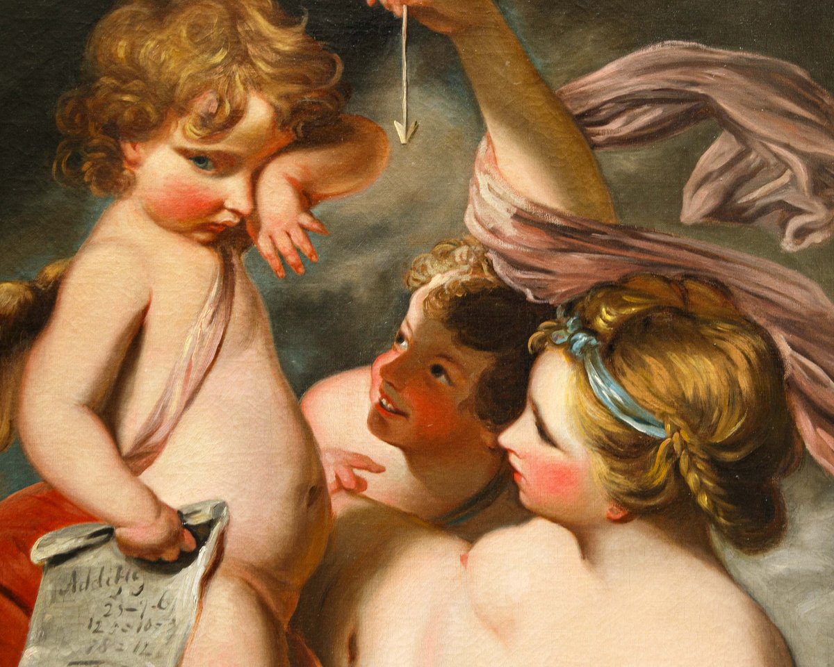 Joshua Reynolds (Plympton, 1723 - Londres, 1792), Disciple de, L’éducation de Cupidon-photo-6